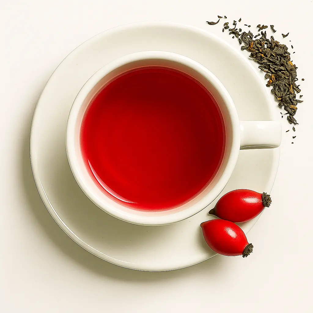 Früchtetee in einer weißen Tasse